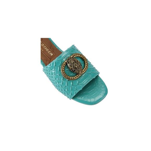 KURT GEIGER LONDON CHELSEA FLAT SANDAL TURQUOISE LEATHER. Sz-6.5/36.5 - Picture 4 of 4